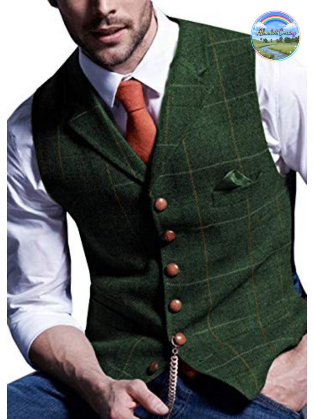 Men's Plaid Wool Tweed Vest Wedding Groomsmen Waistcoat
